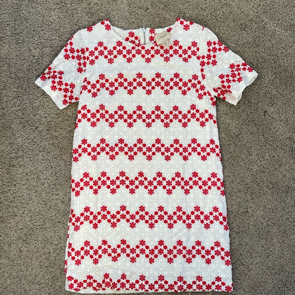 Red and white mid dress